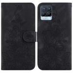 For Realme 8 / 8 Pro Lily Embossed Leather Phone Case(Black)