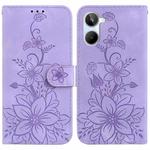 For Realme 10 4G Lily Embossed Leather Phone Case(Purple)