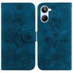 For Realme 10 4G Lily Embossed Leather Phone Case(Dark Blue)