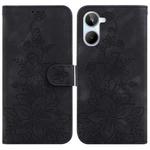 For Realme 10 4G Lily Embossed Leather Phone Case(Black)