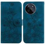 For Realme 11 4G Global Lily Embossed Leather Phone Case(Dark Blue)