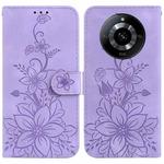 For Realme 11 5G/Narzo 60 India Version Lily Embossed Leather Phone Case(Purple)