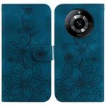 For Realme 11 5G/Narzo 60 India Version Lily Embossed Leather Phone Case(Dark Blue)