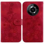 For Realme 11 5G/Narzo 60 India Version Lily Embossed Leather Phone Case(Red)