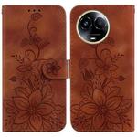 For Realme 11 5G Global Lily Embossed Leather Phone Case(Brown)