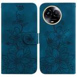 For Realme 11 5G Global Lily Embossed Leather Phone Case(Dark Blue)
