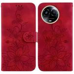 For Realme 11 5G Global Lily Embossed Leather Phone Case(Red)