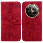 For Realme 12 Pro+ Global Lily Embossed Leather Phone Case(Red)