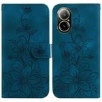 For Realme C67 4G Global Lily Embossed Leather Phone Case(Dark Blue)