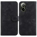 For Realme C67 4G Global Lily Embossed Leather Phone Case(Black)