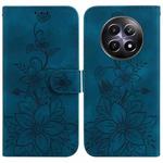 For Realme 12 5G Lily Embossed Leather Phone Case(Dark Blue)
