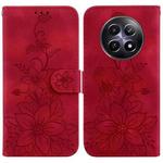 For Realme 12 5G Lily Embossed Leather Phone Case(Red)