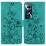 For Realme C65 4G Lily Embossed Leather Phone Case(Green)