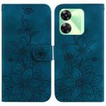 For Realme C61 / C63 / Note 60 Lily Embossed Leather Phone Case(Dark Blue)