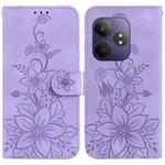 For Realme GT 6 / GT 6T / GT Neo6 Lily Embossed Leather Phone Case(Purple)