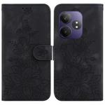 For Realme GT 6 / GT 6T / GT Neo6 Lily Embossed Leather Phone Case(Black)