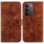 For Realme C75 Lily Embossed Leather Phone Case(Brown)