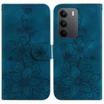 For Realme C75 Lily Embossed Leather Phone Case(Dark Blue)