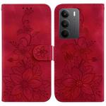 For Realme C75 Lily Embossed Leather Phone Case(Red)