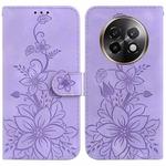 For Realme 13+ Global Lily Embossed Leather Phone Case(Purple)