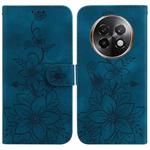 For Realme 13+ Global Lily Embossed Leather Phone Case(Dark Blue)