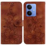 For Realme Neo7 SE Lily Embossed Leather Phone Case(Brown)