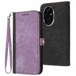 For Honor 200 Pro Side Buckle Double Fold Hand Strap Leather Phone Case(Purple)