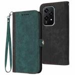 For Honor 200 Lite Global Side Buckle Double Fold Hand Strap Leather Phone Case(Dark Green)