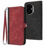 For Honor 300 Side Buckle Double Fold Hand Strap Leather Phone Case(Red)