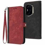 For Honor 300 Pro / Honor 300 Ultra Side Buckle Double Fold Hand Strap Leather Phone Case(Red)