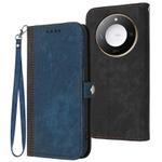 For Honor X60 / X9c Smart Side Buckle Double Fold Hand Strap Leather Phone Case(Royal)