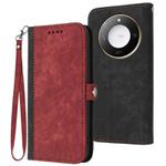 For Honor X60 / X9c Smart Side Buckle Double Fold Hand Strap Leather Phone Case(Red)