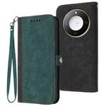 For Honor X60 / X9c Smart Side Buckle Double Fold Hand Strap Leather Phone Case(Dark Green)