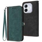 For Honor 400 Lite Side Buckle Double Fold Hand Strap Leather Phone Case(Dark Green)