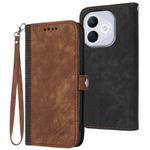 For Honor 400 Lite Side Buckle Double Fold Hand Strap Leather Phone Case(Brown)