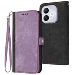 For Honor 400 Lite Side Buckle Double Fold Hand Strap Leather Phone Case(Purple)