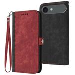 For iPhone 17 Air Side Buckle Double Fold Hand Strap Leather Phone Case(Red)