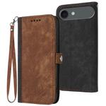 For iPhone 17 Air Side Buckle Double Fold Hand Strap Leather Phone Case(Brown)