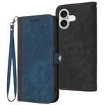 For iPhone 17 Side Buckle Double Fold Hand Strap Leather Phone Case(Royal)