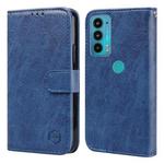 For Motorola Moto E20 / E30 / E40 Skin Feeling Oil Leather Texture PU + TPU Phone Case(Dark Blue)