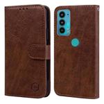 For Motorola Moto E20 / E30 / E40 Skin Feeling Oil Leather Texture PU + TPU Phone Case(Brown)