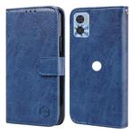 For Motorola Moto E22 / E22i Skin Feeling Oil Leather Texture PU + TPU Phone Case(Dark Blue)