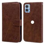 For Motorola Moto E22 / E22i Skin Feeling Oil Leather Texture PU + TPU Phone Case(Brown)