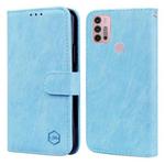 For Motorola Moto G30 / G10 / G20 Skin Feeling Oil Leather Texture PU + TPU Phone Case(Light Blue)