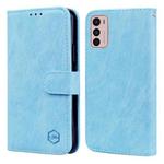 For Motorola Moto G42 Skin Feeling Oil Leather Texture PU + TPU Phone Case(Light Blue)