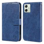 For Motorola Moto G54 Skin Feeling Oil Leather Texture PU + TPU Phone Case(Dark Blue)