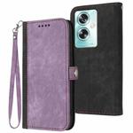 For OPPO A79 Side Buckle Double Fold Hand Strap Leather Phone Case(Purple)