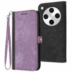 For OPPO Find X8 Pro Side Buckle Double Fold Hand Strap Leather Phone Case(Purple)
