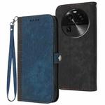 For OPPO Find X6 Side Buckle Double Fold Hand Strap Leather Phone Case(Royal)