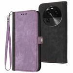 For OPPO Find X6 Side Buckle Double Fold Hand Strap Leather Phone Case(Purple)